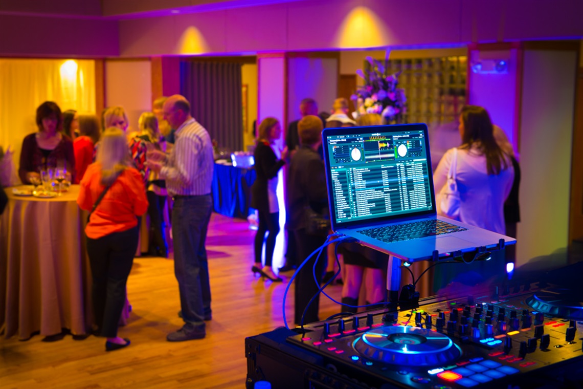 DJ set up in the Lakewood Room at Clements Community Center with photo courtesy of Focus Tree Photography